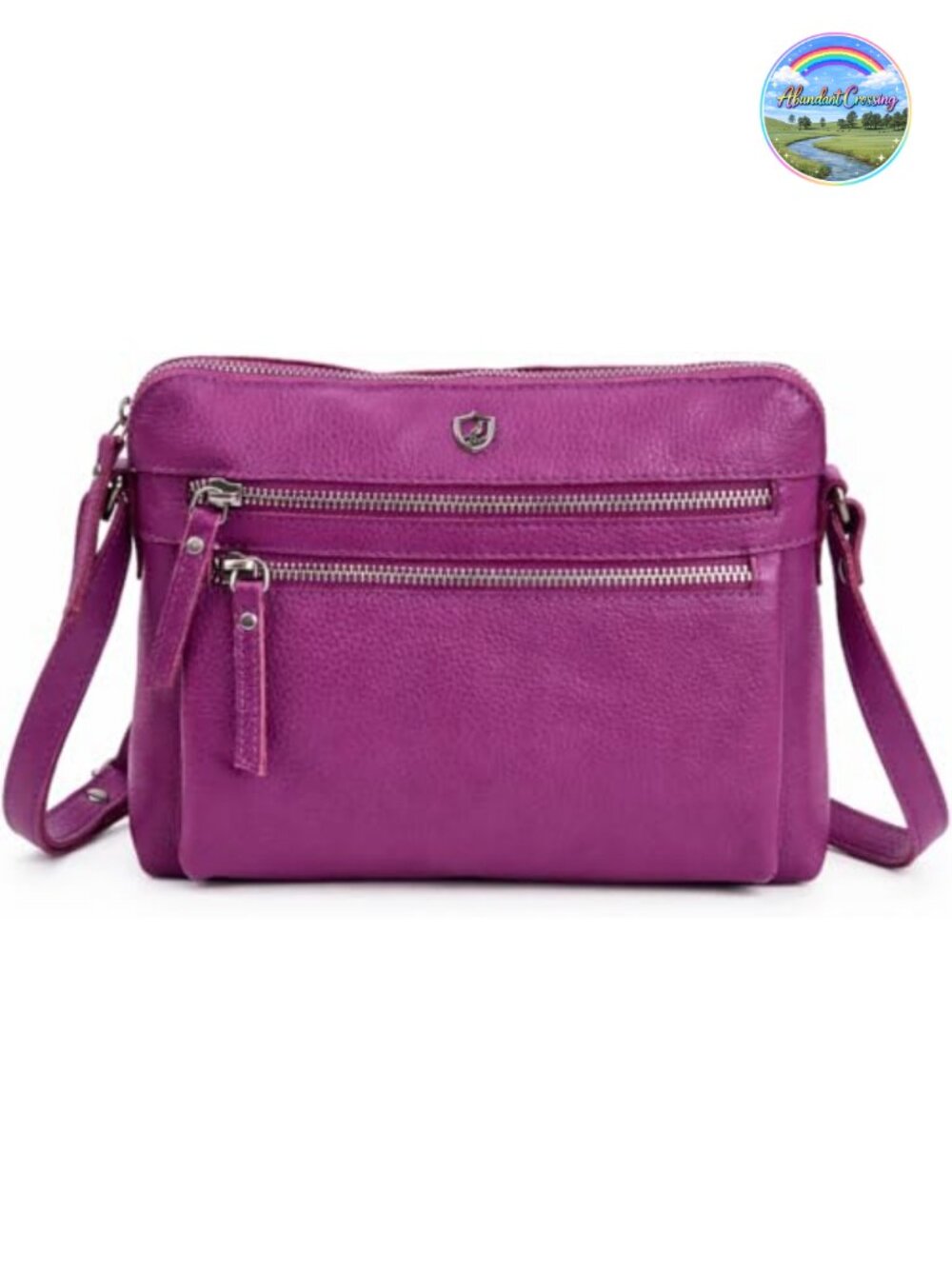 Genuine Nappa Leather Crossbody Bag Small Multi Zip Pocket Travel Sling